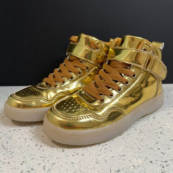 GOLD Rechargeable Solid or Flashing Light Up Shoes - Many options and Colors - Picture 4 of 16